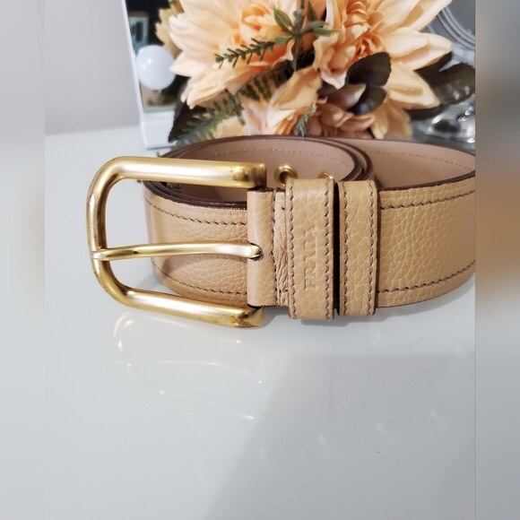 PRADA Tan Textured Leather Belt main image 13